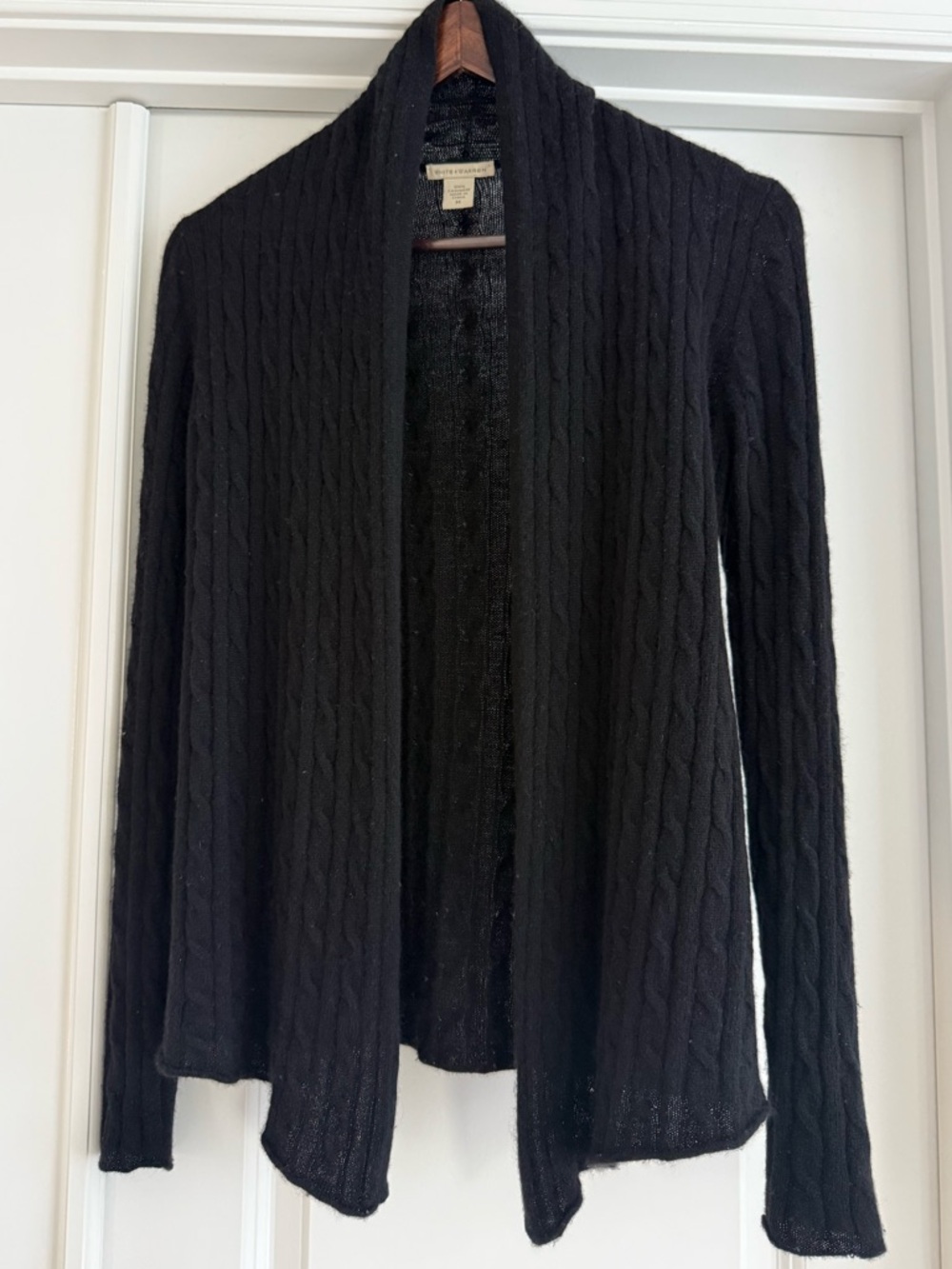 White and Warren Cashmere Sweater Cardigan - Black